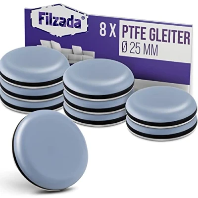 Afbeelding van Filzada® 8 stuks teflon glijders zelfklevend Ø 25 mm (rond) professionele PTFE (Teflon)