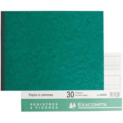 Image de Piqûre Exacompta horizontal 30 colonnes sur 2 pages 31 lignes 80p 25x32cm