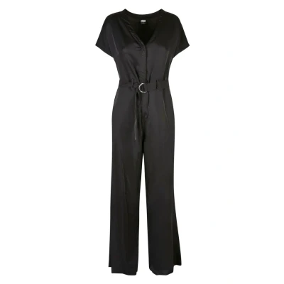 Afbeelding van Urban Classics Satin Wide Leg Belt Jumpsuit M Zwart