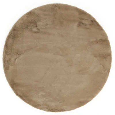 Afbeelding van LUXOR living Coste Knuffeltapijt, hoogpolig, imitatiebont, schapenvacht, 80 cm, rond, taupe
