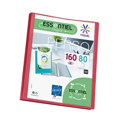 Afbeelding van Viquel Zichtmap voor 160 weergaven A4 Aanpasbare binder Gladde en transparante hoezen Recycle Essential Rood