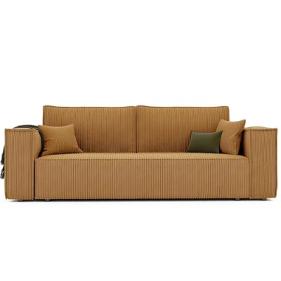 Afbeelding van GREKPOL Bali bank 200 x 155 cm, met slaapfunctie en bedlade, 3 zitsbank, slaapbank, slaapbank bedlade (Poso 01 mosterdgeel)