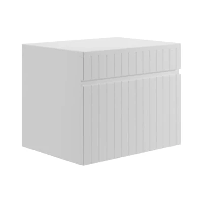 Afbeelding van Wit hangmeubel met groeven voor onder wastafel plank 60 cm SATARA L x H 46 D