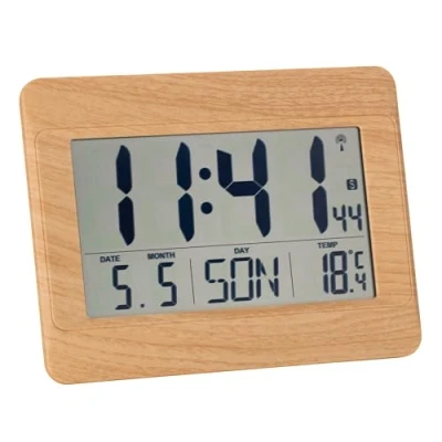 Afbeelding van TFA Dostmann 60.4519 Horloge murale numérique radio pilotée avec température intérieure, jour de la semaine (8 langues), date, réglage du fuseau horaire, plastique, (l) 215 x 160 (H) 26 (68) mm
