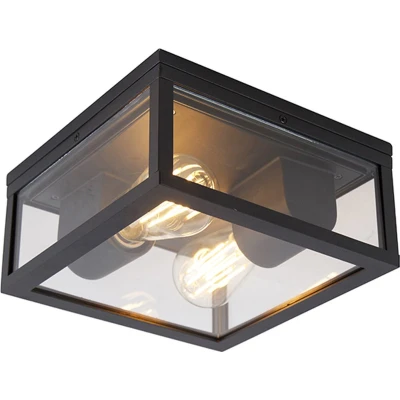 Afbeelding van QAZQA Smart plafondlamp zwart IP44 2 lichts incl. Wifi ST64