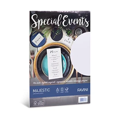 Afbeelding van Parelmoer Glimmend Wit Special Events Metallic gemetalliseerd papier 20 vel A4 120 g/m2 Majestic kleur WHITE 01 FAVINI