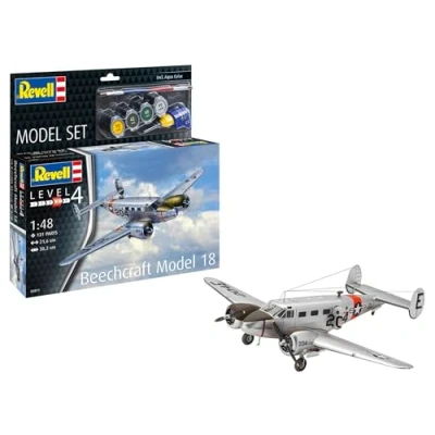 Afbeelding van 1:48 Revell 63811 Beechcraft Model 18 Propeller Vliegtuig Set Plastic Modelbouwpakket