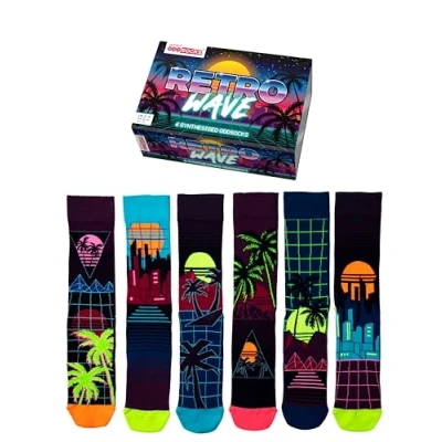Afbeelding van Oddsocks Retro Wave Heren Sokken 6 Mismatched 39 46