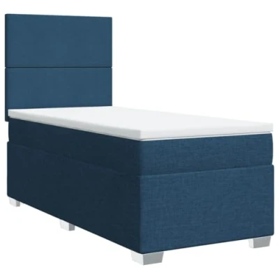 Afbeelding van vidaXL Boxspring met matras stof blauw 90x200 cm