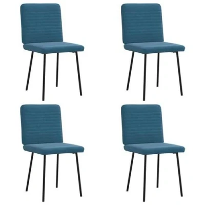 Image de vidaXL Chaises à manger lot de 4 Bleu Velours3315319