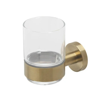 Afbeelding van Geesa nemox brushed gold collection glashouder met glas geborsteld