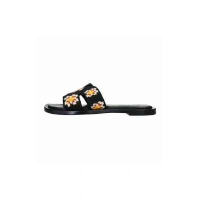 Afbeelding van Sacha Dames Zwarte slippers met bloemen embroidery Maat 36