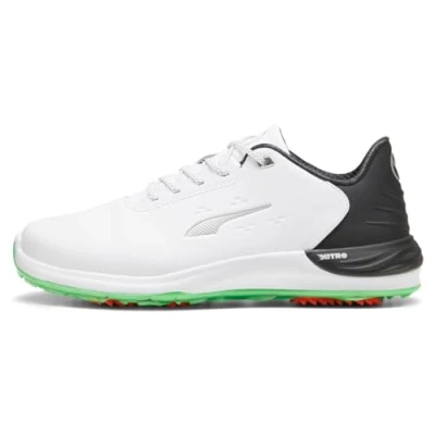 Afbeelding van Puma Golf Phantomcat Nitro + Golfschoenen, Heren, Maat: 43, white/black/fluro green pes Leer en imitatieleer