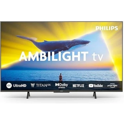 Afbeelding van PHILIPS Ambilight 43PUS8109 4K Smart TV, 43 inch display, met Ultra HD, Titan OS platform en Dolby Atmos, werkt Alexa Google spraakassistent, gesatineerd chroom
