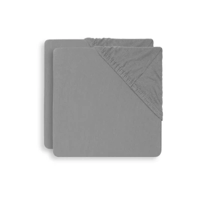 Afbeelding van Jollein Hoeslaken Boxmatras Jersey 75x95cm Storm Grey 2 Stuks
