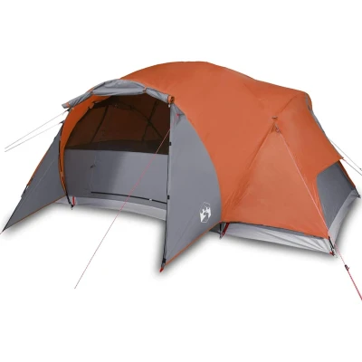 Afbeelding van Tent 8 persoons 360x430x195 cm 190T taft grijs en oranje
