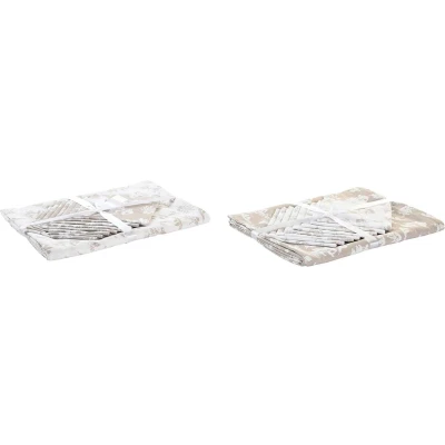 Afbeelding van Placemat en servetten DKD Home Decor 9 Onderdelen 2 Stuks 150 x 250 0,5 cm Beige Roze Wit Groen...
