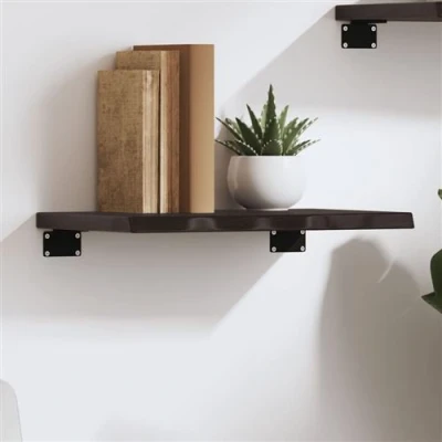 Afbeelding van vidaXL Étagère Murale, Dessus de Table avec Bord Vivant, Tablette Suspendue Flottante, Rustique, Gris Foncé Bois Chêne Massif Traité