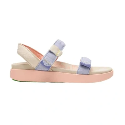 Afbeelding van Satorisan Kona Linen Plat Sandalen Vrouwen Leer en linnen Kleur Romance Blue Maat 36
