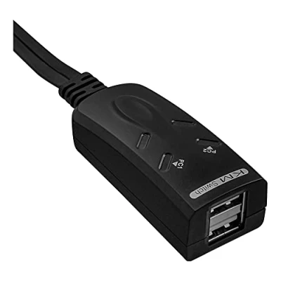 Afbeelding van InLine USB KM switch 2 PC&#039;s voor toetsenbord en muis met muisoverdracht tussen monitoren, KVM schakelaars, Zwart