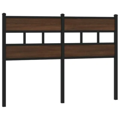 Afbeelding van Hoofdbord 120 cm bewerkt hout en staal bruin eikenkleurig
