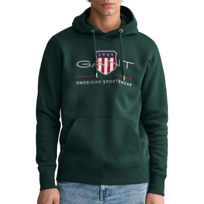 Afbeelding van GANT Archive Shield Hoodie, Heren, Maat: Small, Grün (tartan green)
