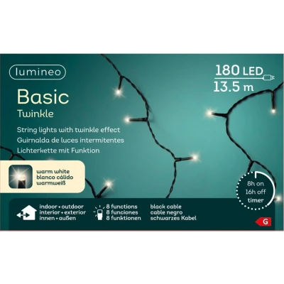 Afbeelding van Lumineo Basic Twinkle Lichtsnoer 13,5 Meter Zwart