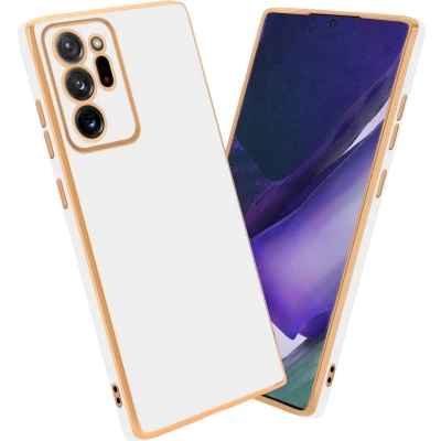 Afbeelding van Cadorabo Hoesje geschikt voor Samsung Galaxy NOTE 20 ULTRA in Glossy Wit Goud Beschermhoes Case Cover van flexibel TPU silicone en met camerabescherming