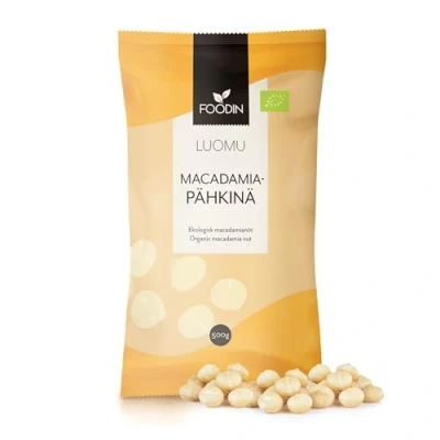 Image de FOODIN noix de macadamia bio Whole 500 g, 100 % bio, aliments crus et graisses insaturées, qualité supérieure, sans gluten végétalien (1 x g)