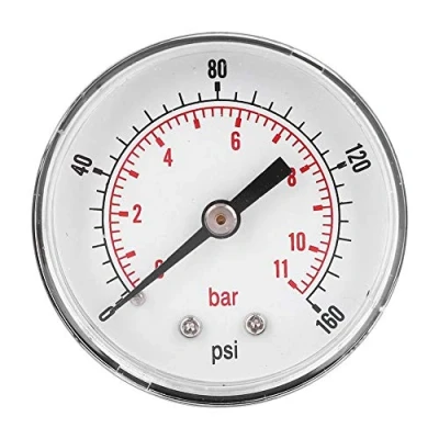 Afbeelding van manometer, 50 mm, 1/4, axiale manometer BSPT voor lucht, water, olie en gas (0 160psi 0 11bar)