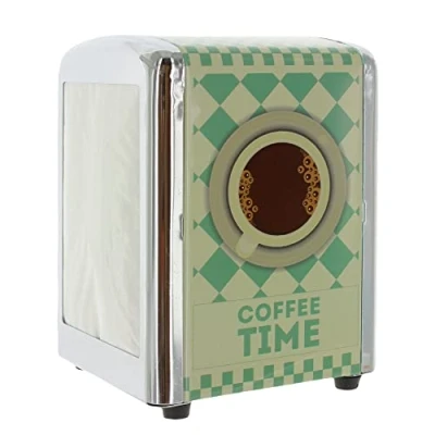 Afbeelding van Servetdispenser Diner servethouder met retro logo, ca. 14,5 x 10,5 9,5 cm, incl. 60 servetten (Coffee Time)