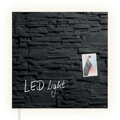 Image de Sigel tableau en verre magnétique LED (48 x 48 cm) ardoise