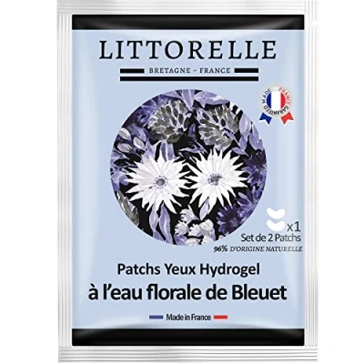 Afbeelding van Littorelle Hydrogel oogpads met korenbloemwater hydrateert en kalmeert de ogen, tegen donkere kringen zwellingen, 1 stuk