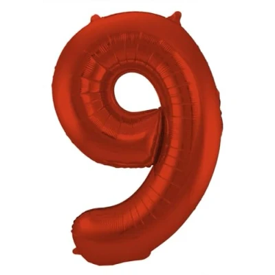 Afbeelding van Folie ballon cijfer 9 Rood Metallic Mat 86cm