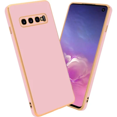 Afbeelding van Cadorabo Hoesje geschikt voor Samsung Galaxy S10 4G in Glossy Roze Goud Beschermhoes Case Cover van flexibel TPU silicone en met camerabescherming