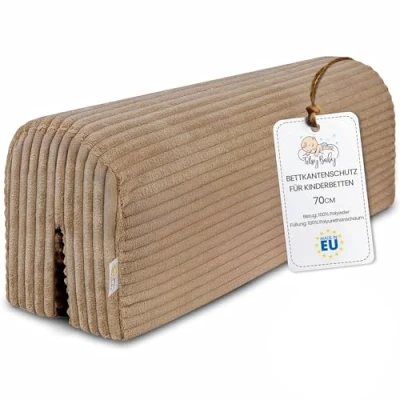 Afbeelding van Bedrandbescherming voor kinderbed, 70 cm, bedframe, bescherming babybed, valbescherming boxspringbed, bedhek met randbescherming, bruin