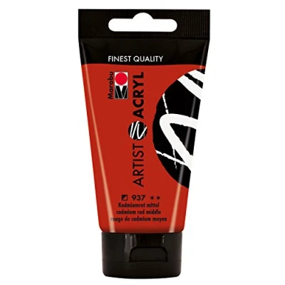 Afbeelding van Marabu 12200002937 Artist Amium Red Medium 75 ml fijne acrylverf in kunstenaarskwaliteit, op waterbasis, pastose, sterk gepigmenteerd, zeer goede glans en dekking