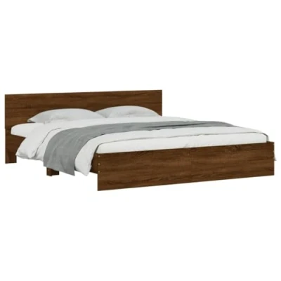 Afbeelding van vidaXL Bedframe met hoofdeinde bruin eikenkleur 160x200 cm