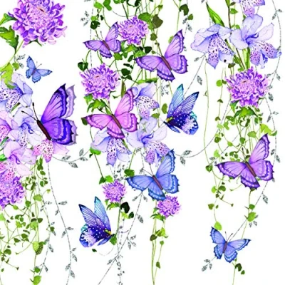 Afbeelding van 20 servetten met vlinders op bloemenranken, dieren, bloemen, zomer, 33 x cm