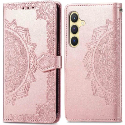 Afbeelding van iMoshion Hoesje Geschikt voor Samsung Galaxy S24 Plus Met Pasjeshouder Mandala Bookcase Rosé Goud