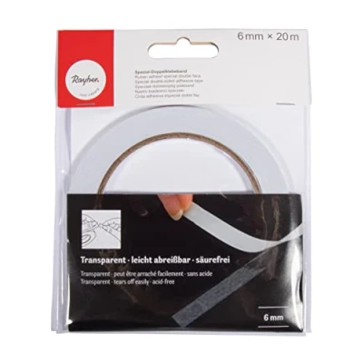 Image de Rayher Ruban Adhésif Double Face Transparent Extra Fort 6mmx20m &quot; Scotch pour Scrapbooking &amp; Déco en Papier