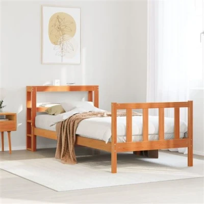 Image de vidaXL Cadre de lit avec tête cire marron 90x190 cm bois pin