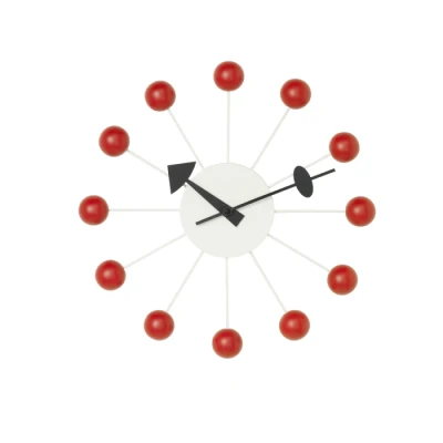 Afbeelding van Vitra Ball Clock Wandklok Rood Pot Interieur