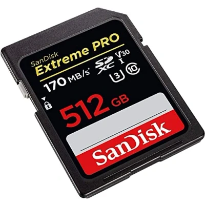 Afbeelding van SanDisk 512 GB Extreme PRO SDXC, geheugenkaart, tot 170 MB/s UHS I klasse 10, U3, V30