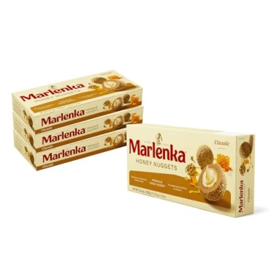 Image de Marlenka Lot de 3 boules miel classiques Nuggets au 4 x 10 balles 235 g Bonbons Goût similaire gâteau