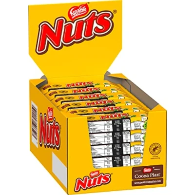 Afbeelding van Nestle Nuts chocolade reep 24 x 42g