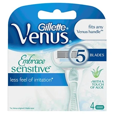 Afbeelding van Gillette Venus extra gladde gevoelige scheermesjes voor vrouwen, 4 navullingen met 5 DLC gecoate messen