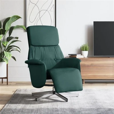 Afbeelding van vidaXL Fauteuil verstelbaar met voetensteun stof donkergroen