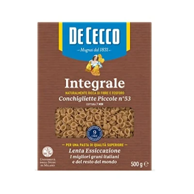 Afbeelding van De Cecco Conchigliette Piccole nr. 53 Integrali Volkoren Pasta 500 g + Polpa Italian Gourmet 400 10 Stuk