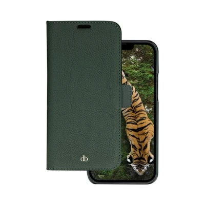 Afbeelding van iPhone 14 Plus Bookcase hoesje dbramante1928 Effen Donkergroen Leer